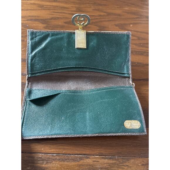 RARE Two Tone GG Logo Gucci Sherry Line Long Wallet 70s 80s - Picture 5 of 9